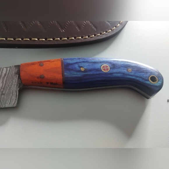 New Damascus Steel Blade Men's Hunting Knife with Sheath - Picture 3 of 9